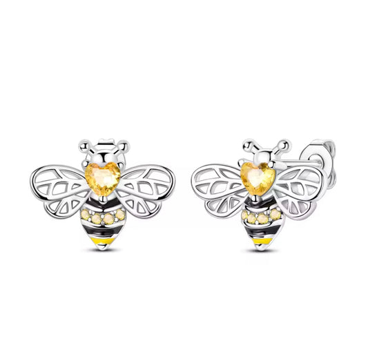 925 Sterling Silver Cute Bee Earrings