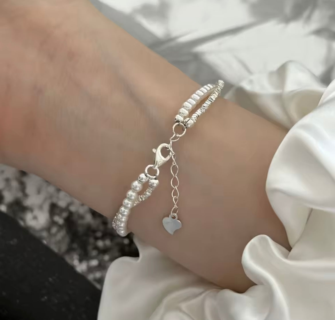 925 Sterling silver Pearl Bead Double Layer bracelet