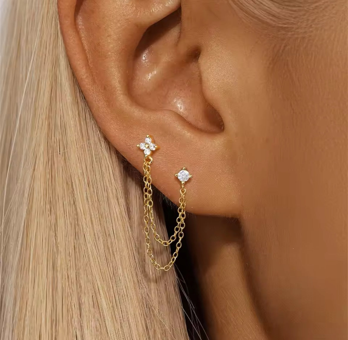 Double Piercing Tassel Earrings