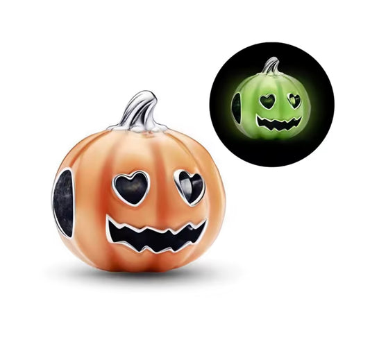925 Sterling silver Halloween glow in the dark Pumpkin