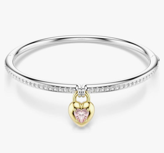 Pink Heart Mixed Metal Bangle