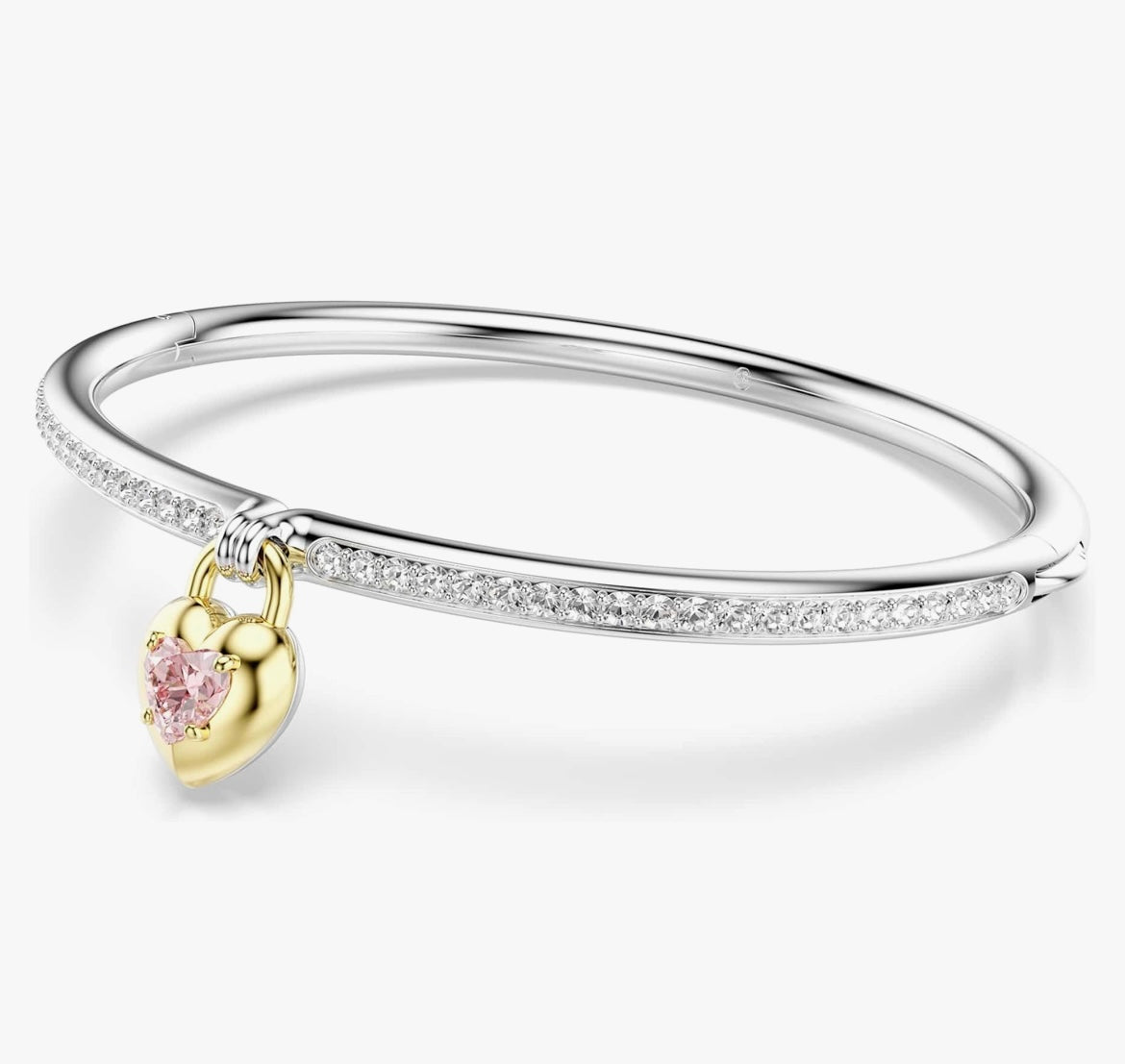 Pink Heart Mixed Metal Bangle