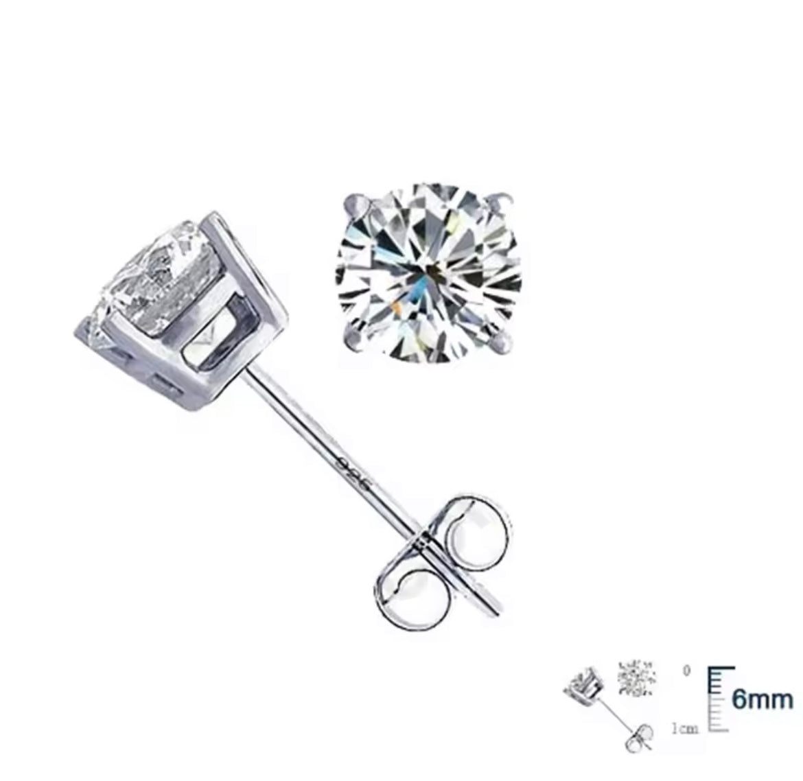 925 Sterling silver colour stud earrings