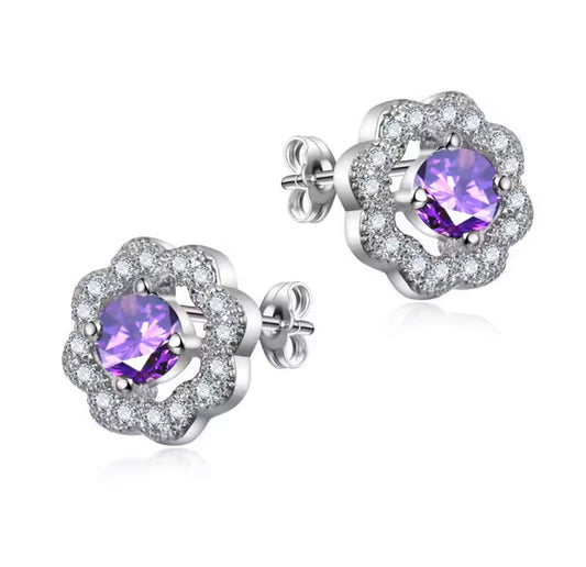 925 Sterling Silver flower stud earrings