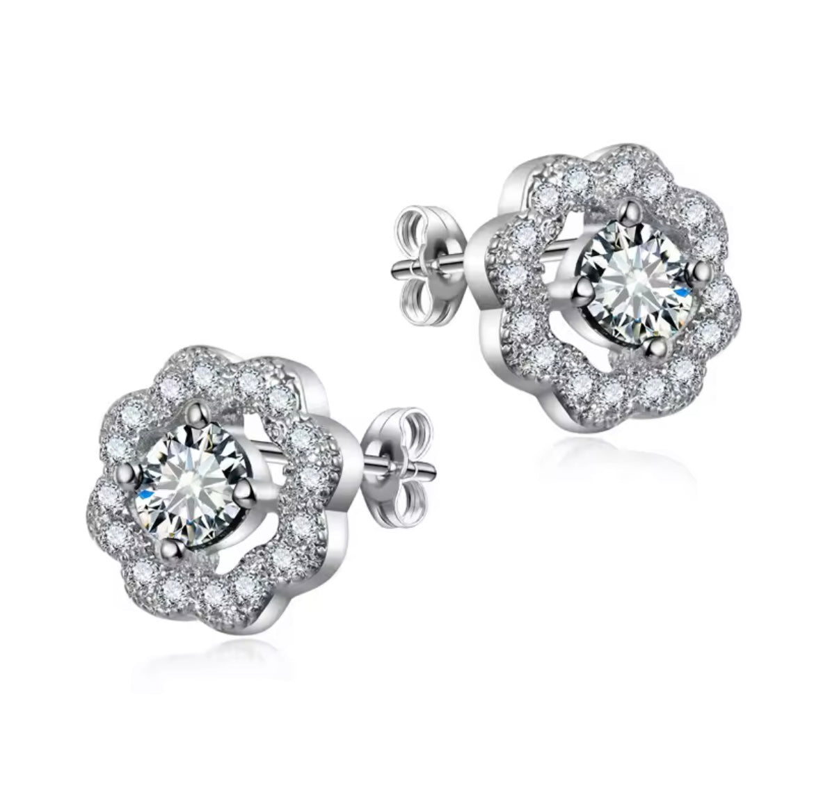 925 Sterling Silver flower stud earrings