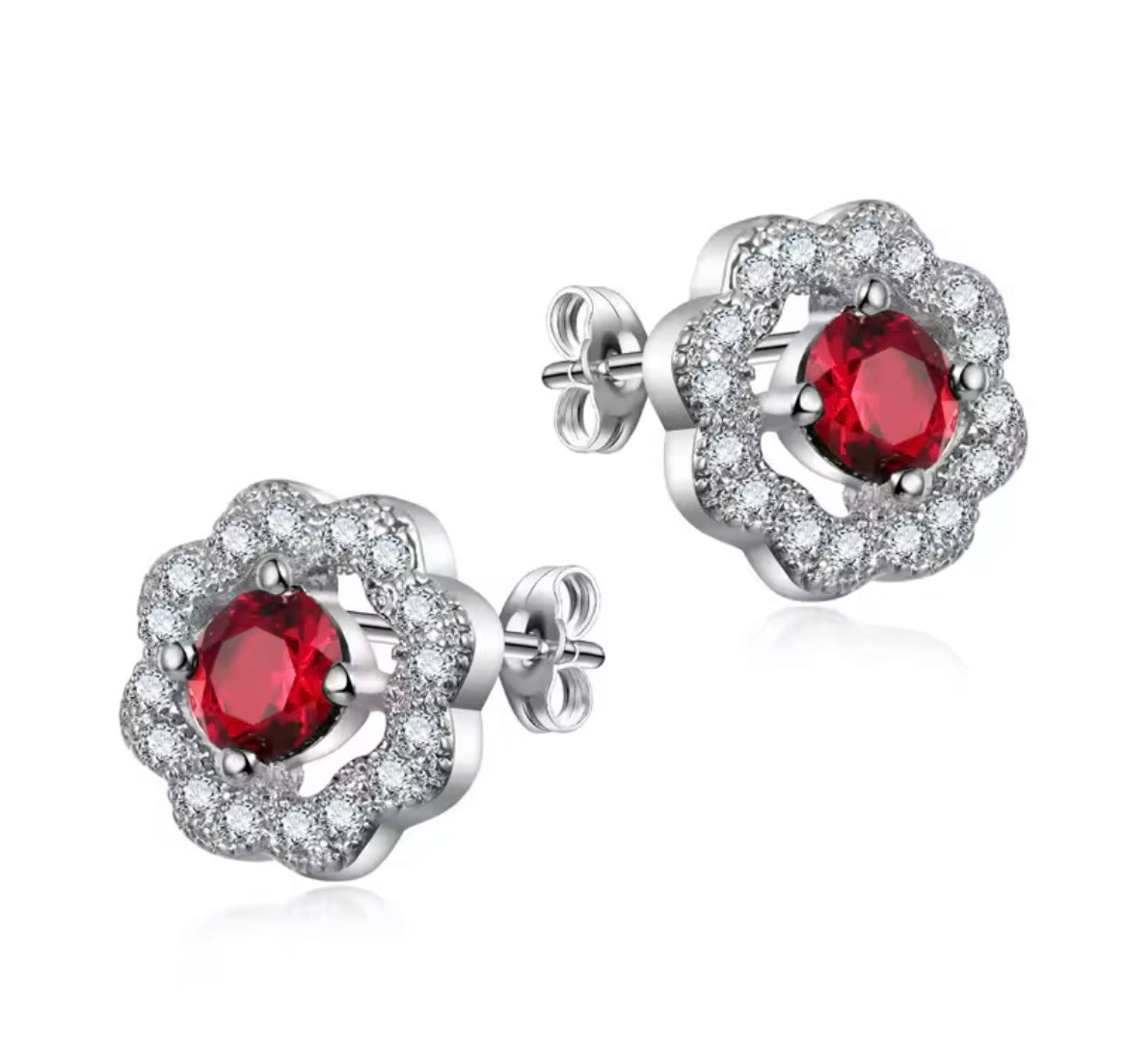 925 Sterling Silver flower stud earrings