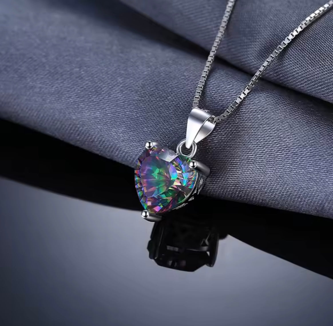 925 Sterling silver heart Topaz necklace