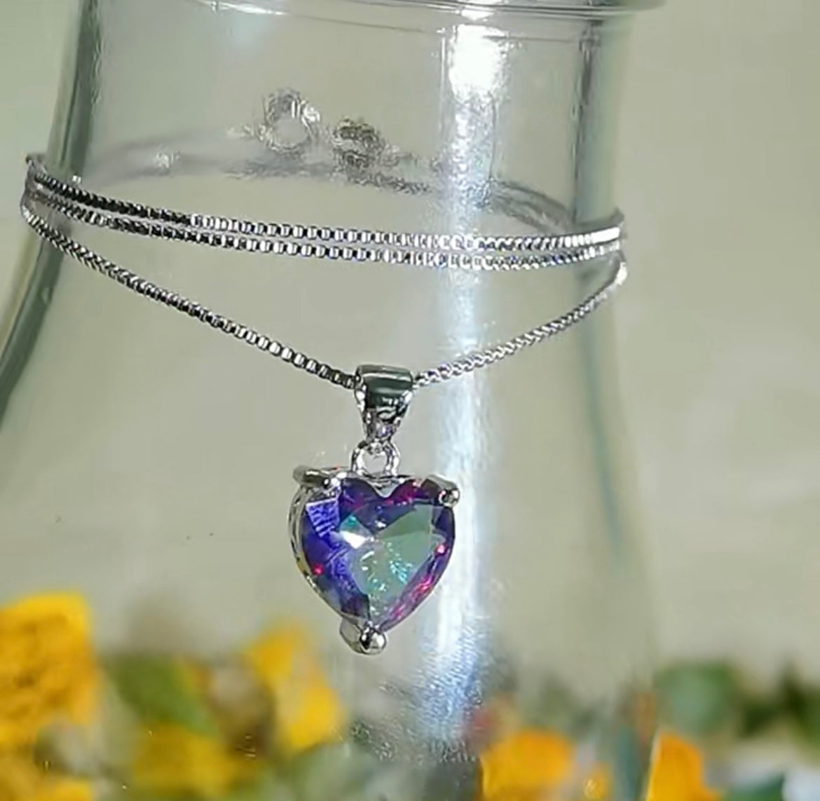 925 Sterling silver heart Topaz necklace