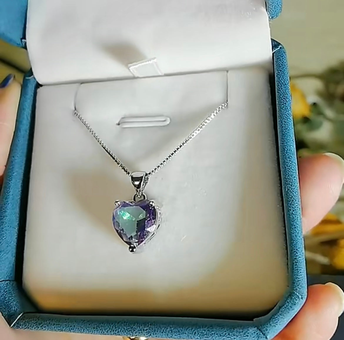 925 Sterling silver heart Topaz necklace