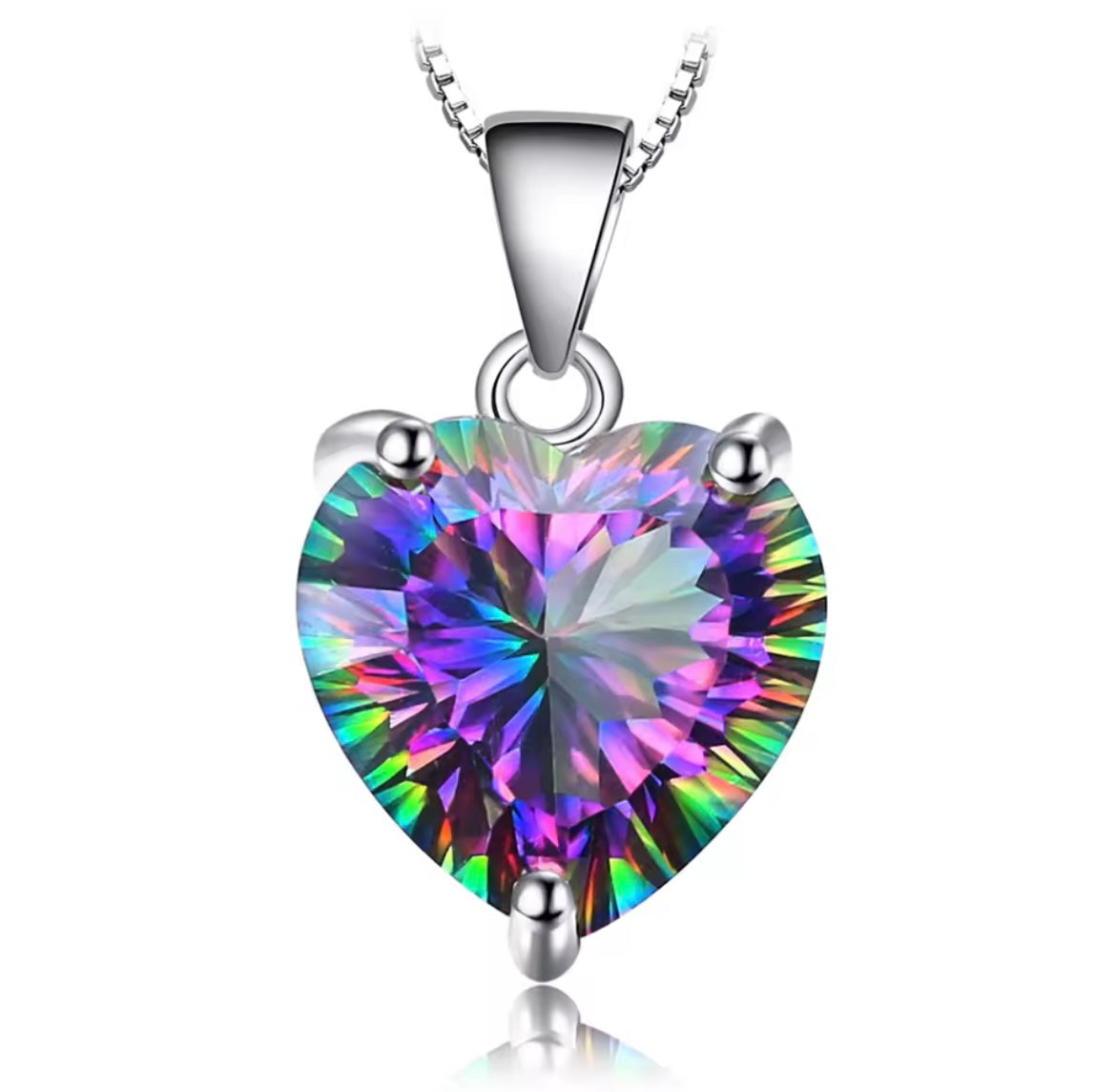 925 Sterling silver heart Topaz necklace