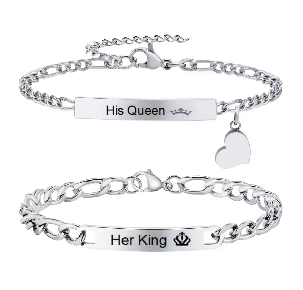 Stainless Steel Personalised Bracelets Set – Him & Her