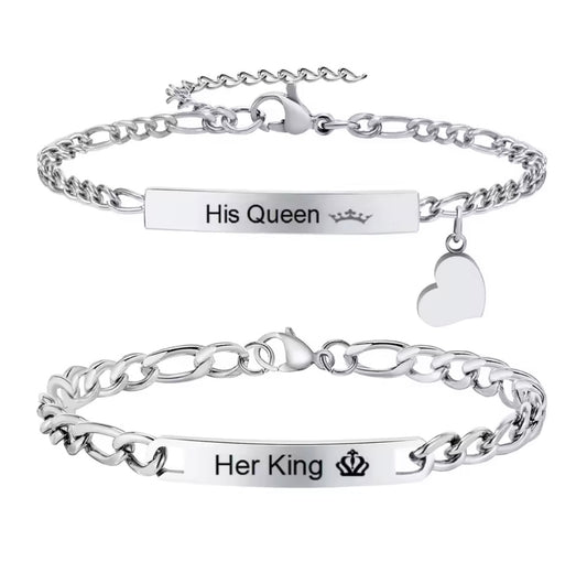 Stainless Steel Personalised Bracelets Set – Him & Her