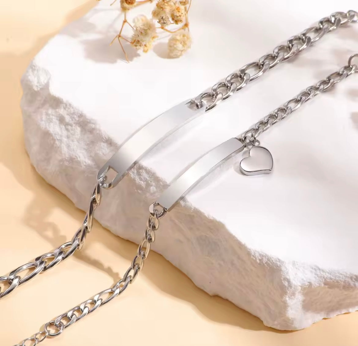 Stainless Steel Personalised Bracelets Set – Him & Her