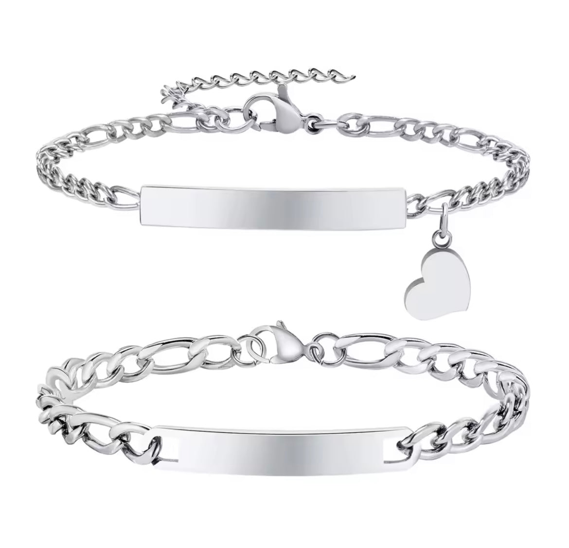 Stainless Steel Personalised Bracelets Set – Him & Her