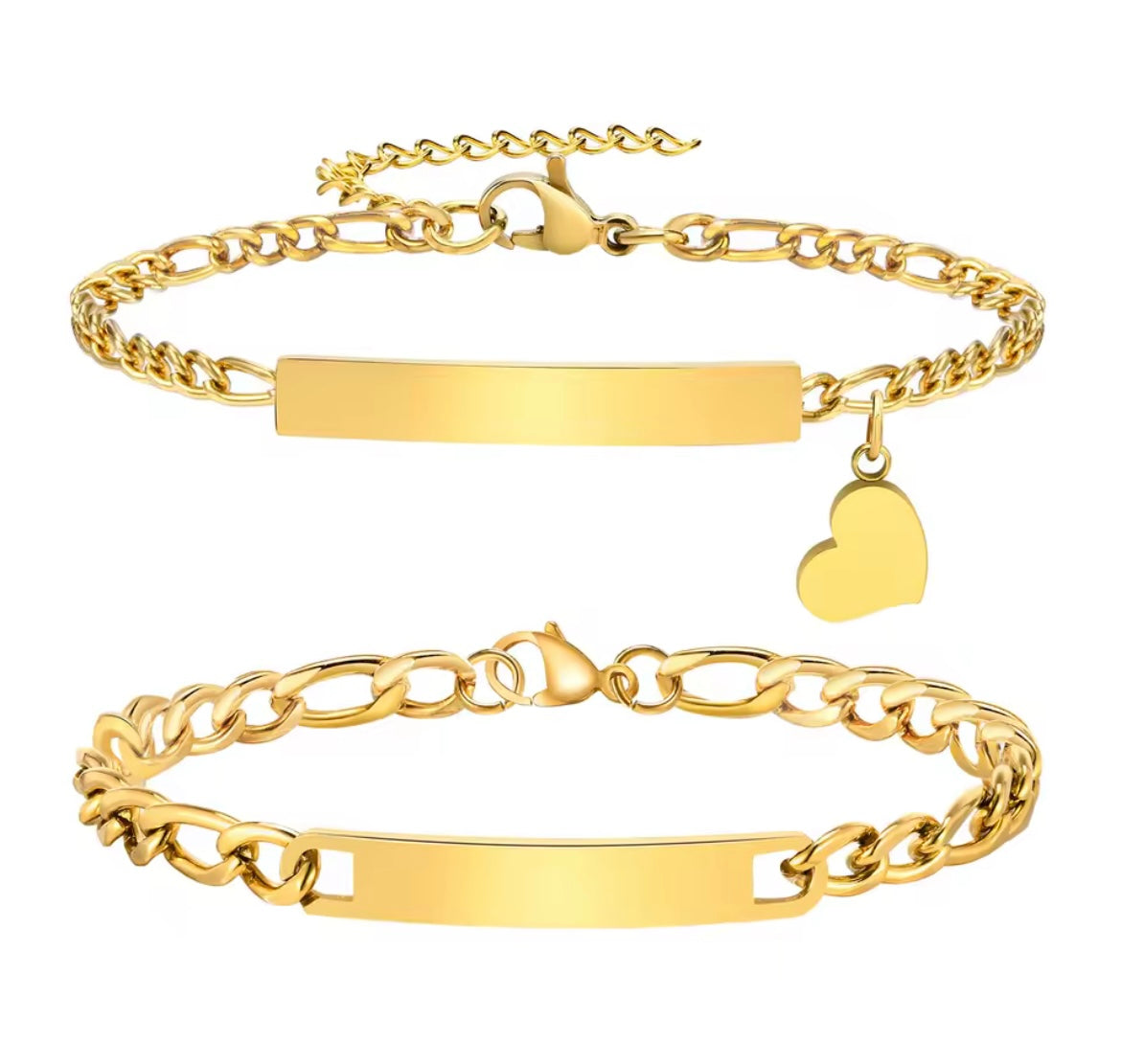 Stainless Steel Personalised Bracelets Set – Him & Her
