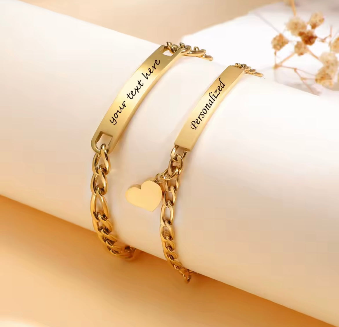 Stainless Steel Personalised Bracelets Set – Him & Her