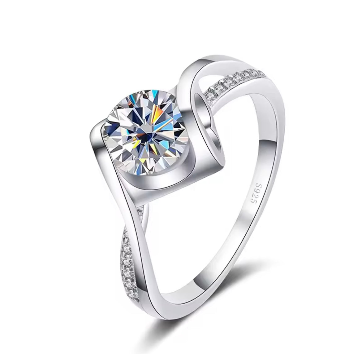 925 Sterling Silver Butterflykiss Moissanite Ring