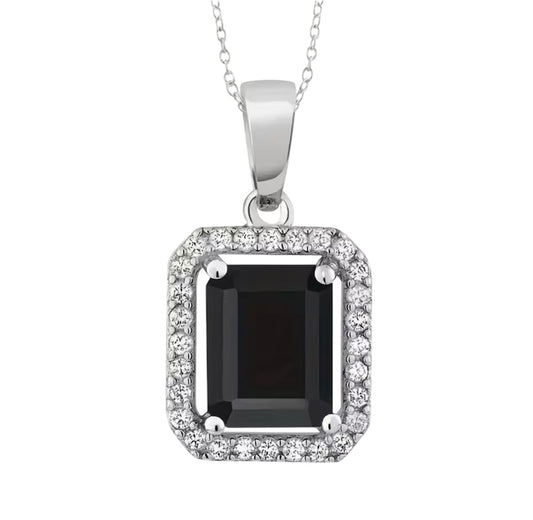 925 Sterling silver black rectangle necklace