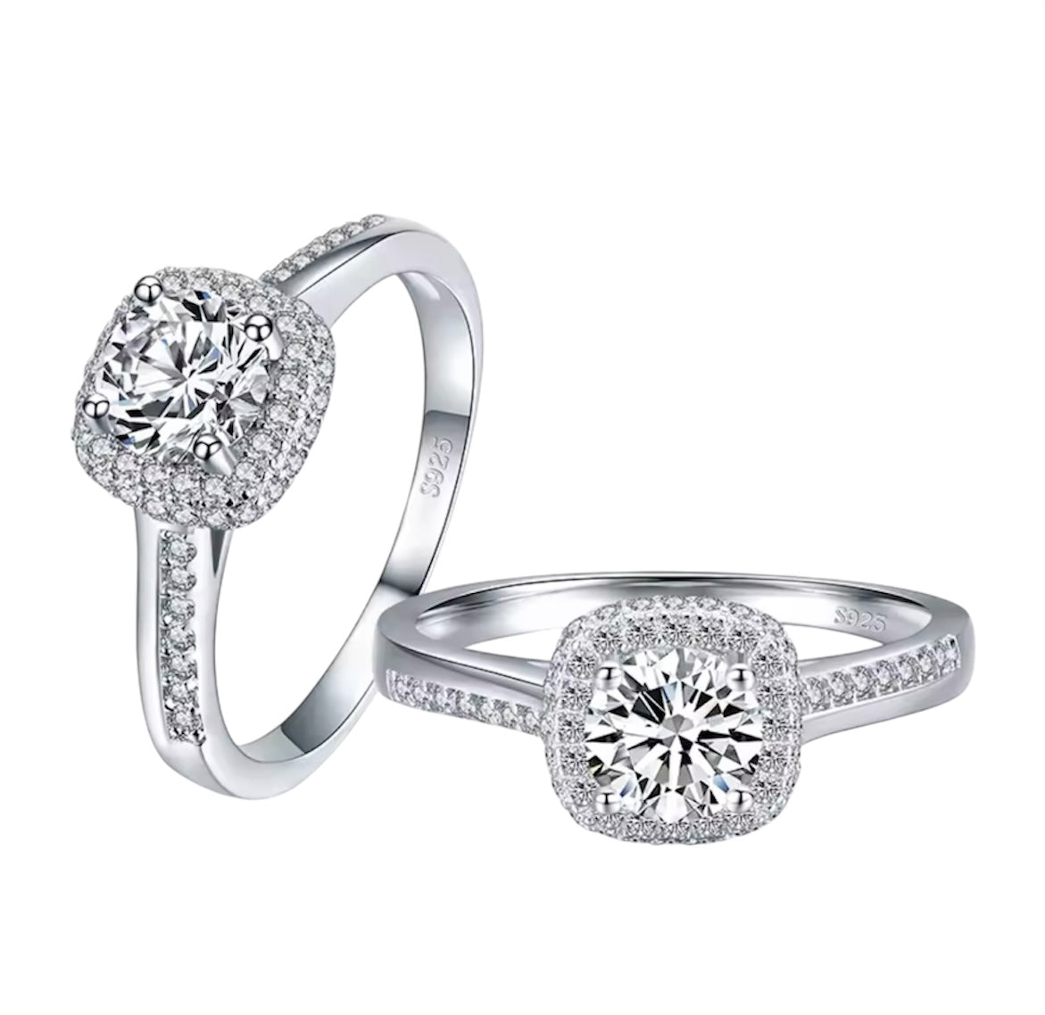 925 Sterling Silver Clear Cubic Zirconia  Rings