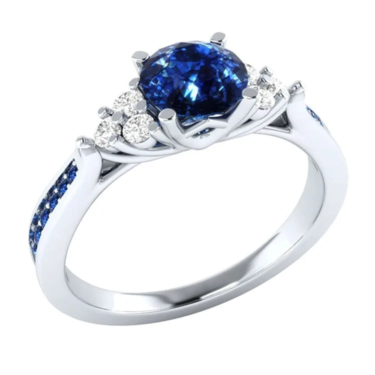 925 Sterling Silver Blue Sapphire Ring