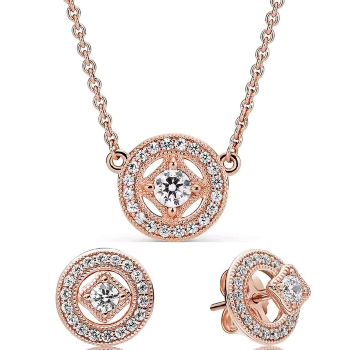 925 sterling silver rose gold vintage jewellery set