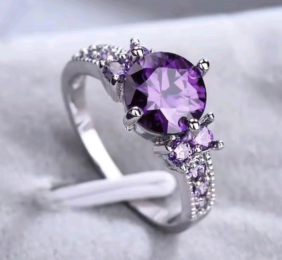 925 sterling silver purple zircon ring