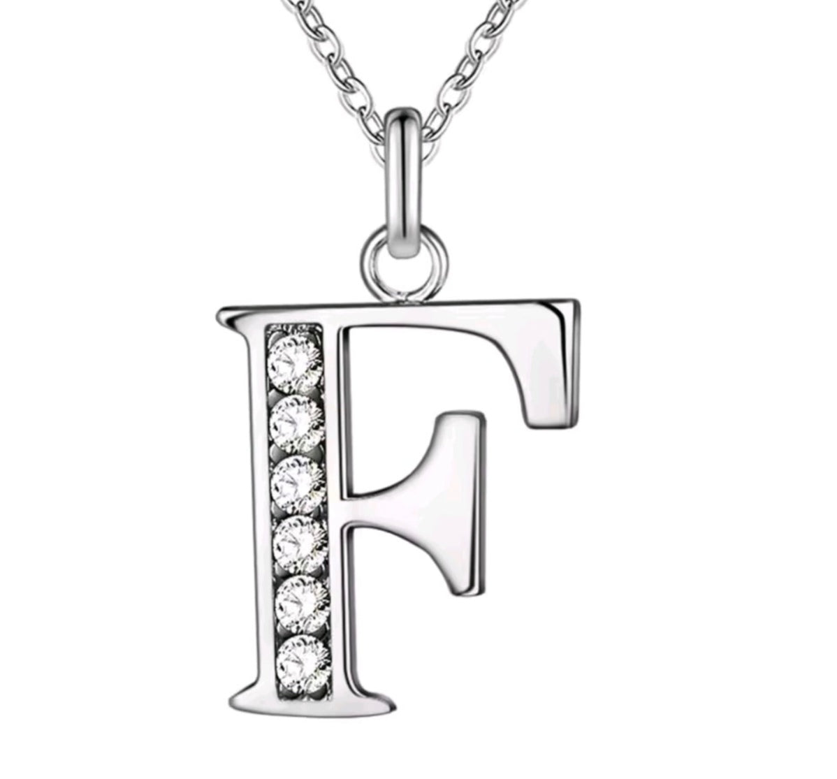 925 Sterling Silver Zircon Initial Letter Necklace