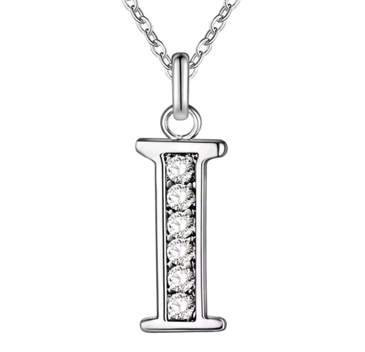 925 Sterling Silver Zircon Initial Letter Necklace