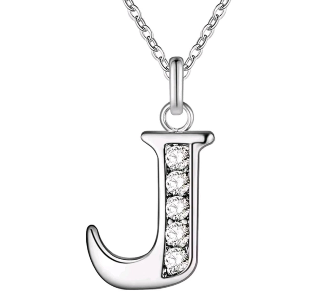 925 Sterling Silver Zircon Initial Letter Necklace