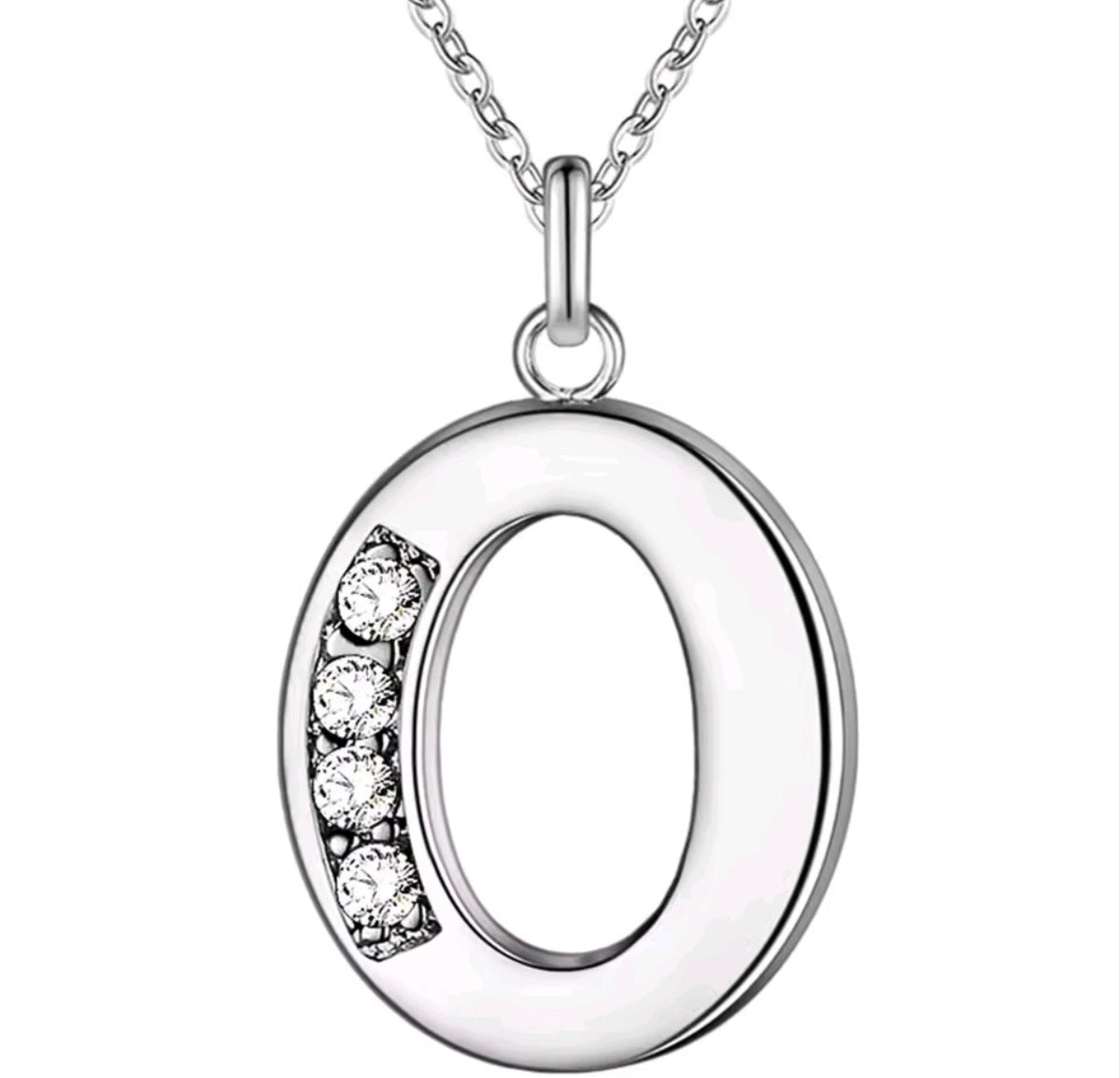 925 Sterling Silver Zircon Initial Letter Necklace