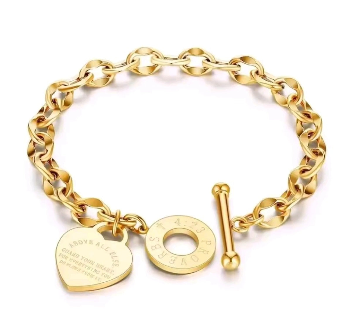 Stainless Steel Heart OT Buckle bracelet