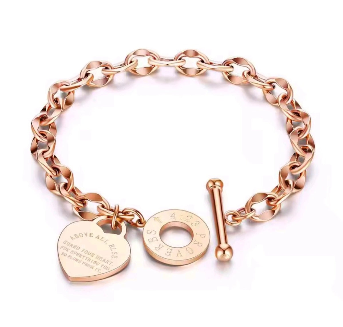 Stainless Steel Heart OT Buckle bracelet