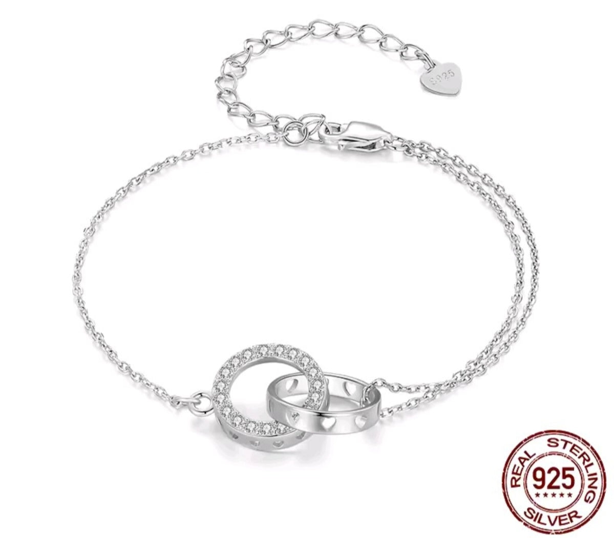 925 Sterling Silver Double Circle Bracelet