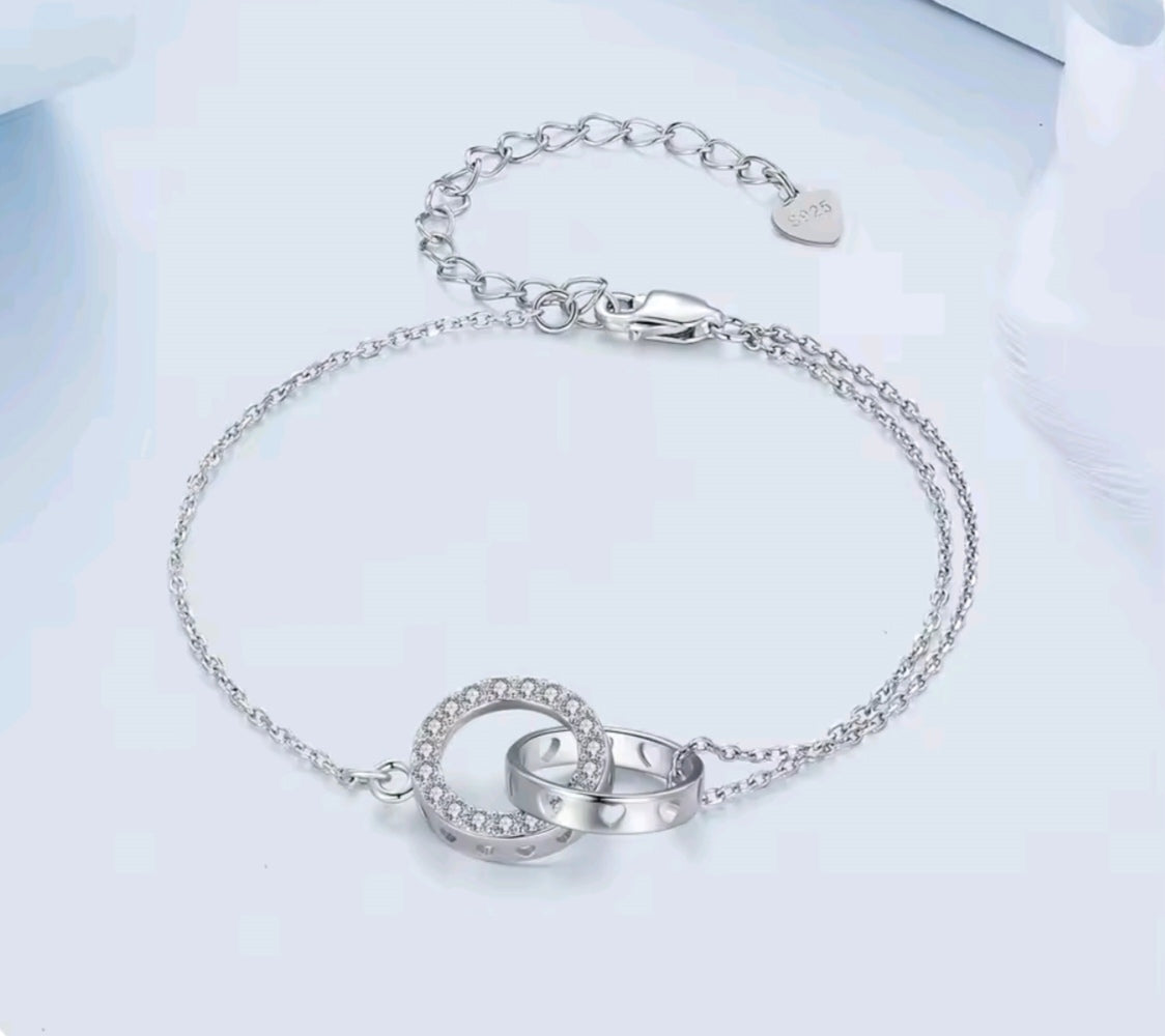 925 Sterling Silver Double Circle Bracelet