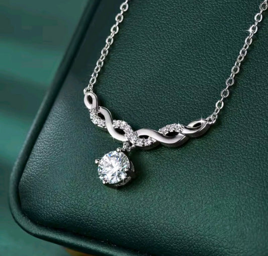 Infinity Style Round Cut 1ct Moissanite Necklace