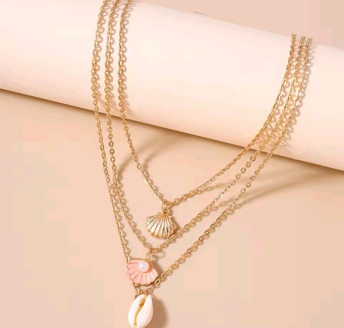 3-Layer Summer Beach Necklace – Gold