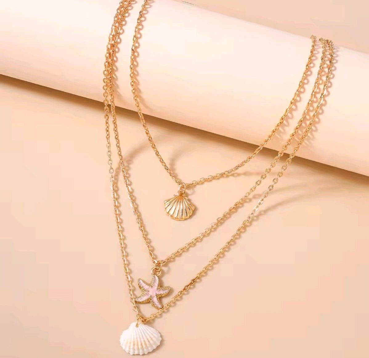 3-Layer Summer Beach Necklace – Gold