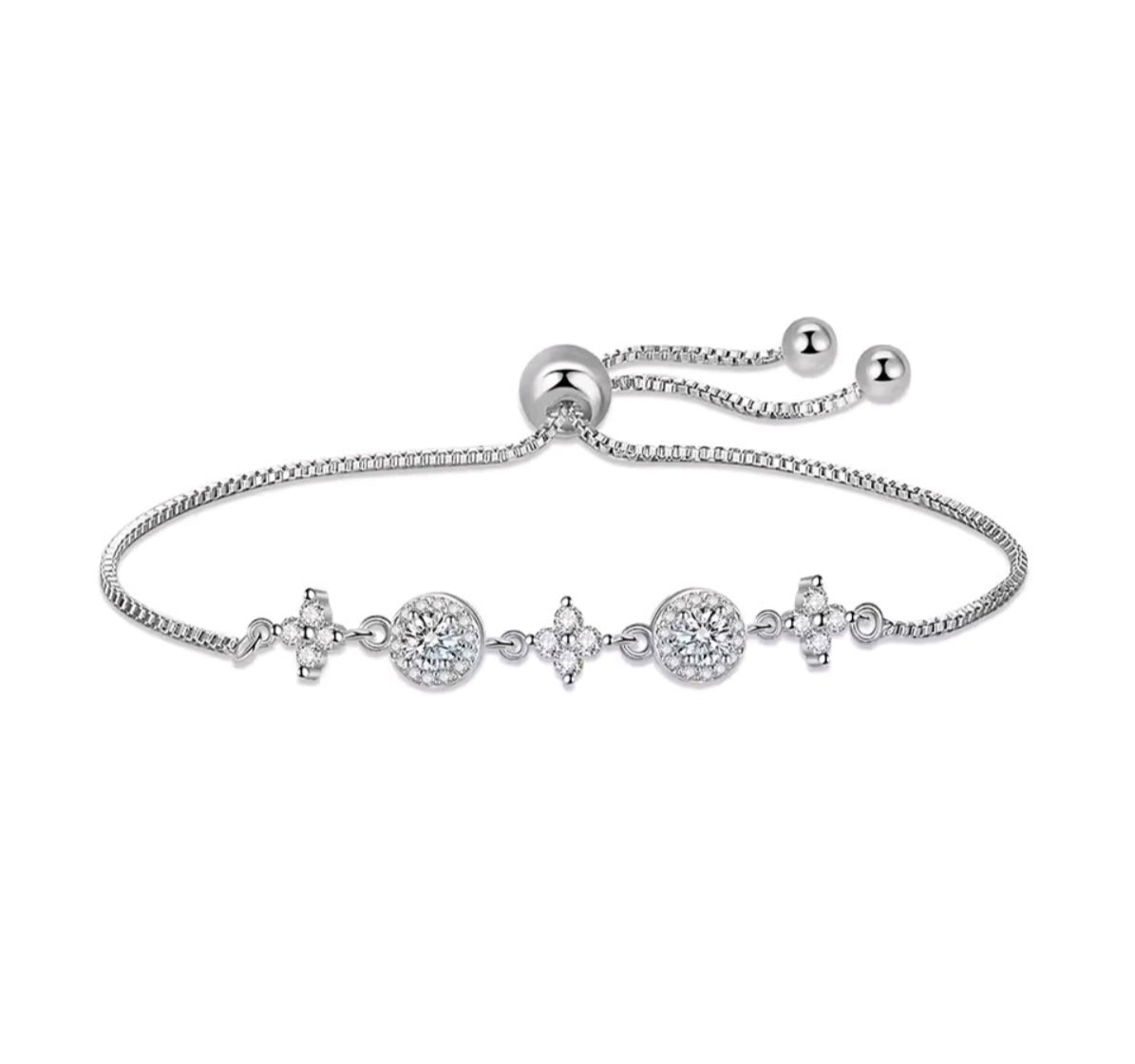 925 sterling silver round & leaf bracelet