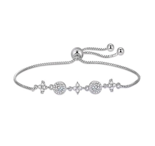 925 sterling silver round & leaf bracelet