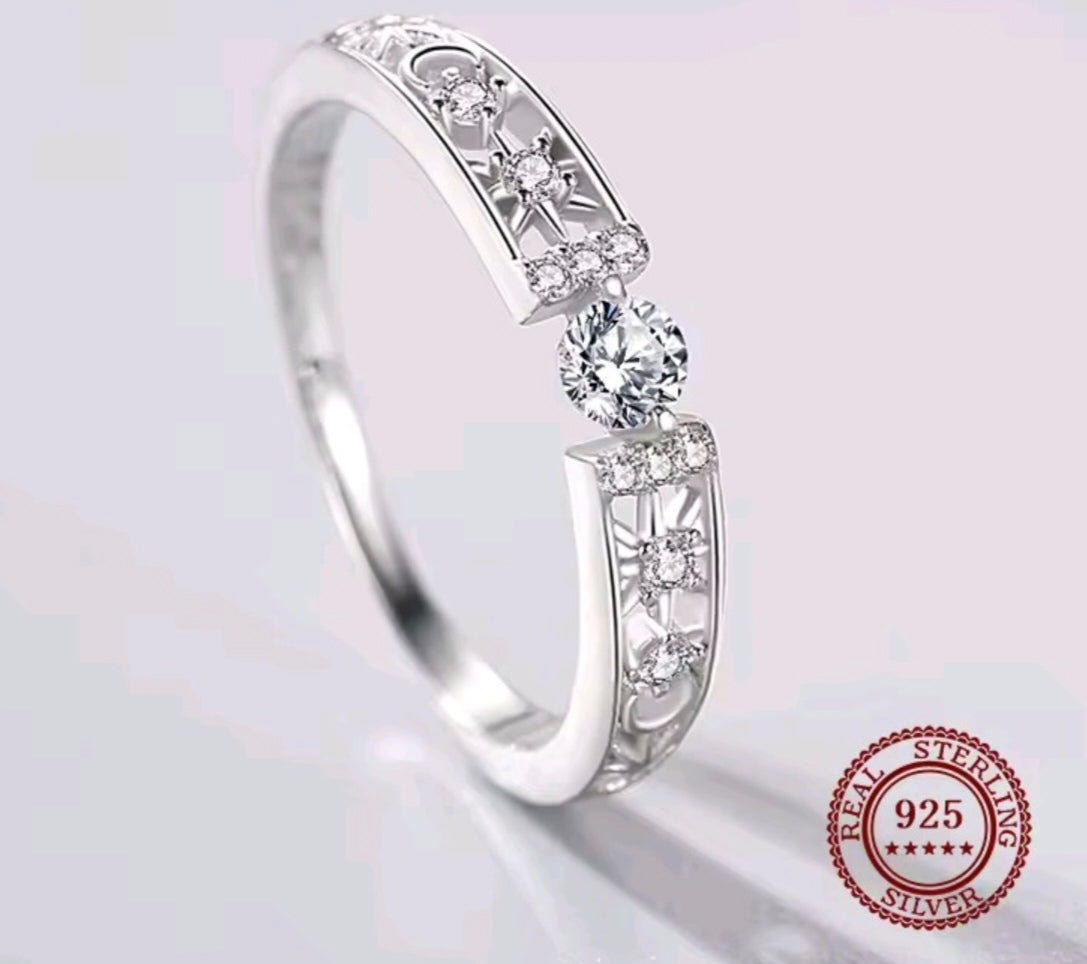 925 sterling silver Cubic zirconia stacker ring