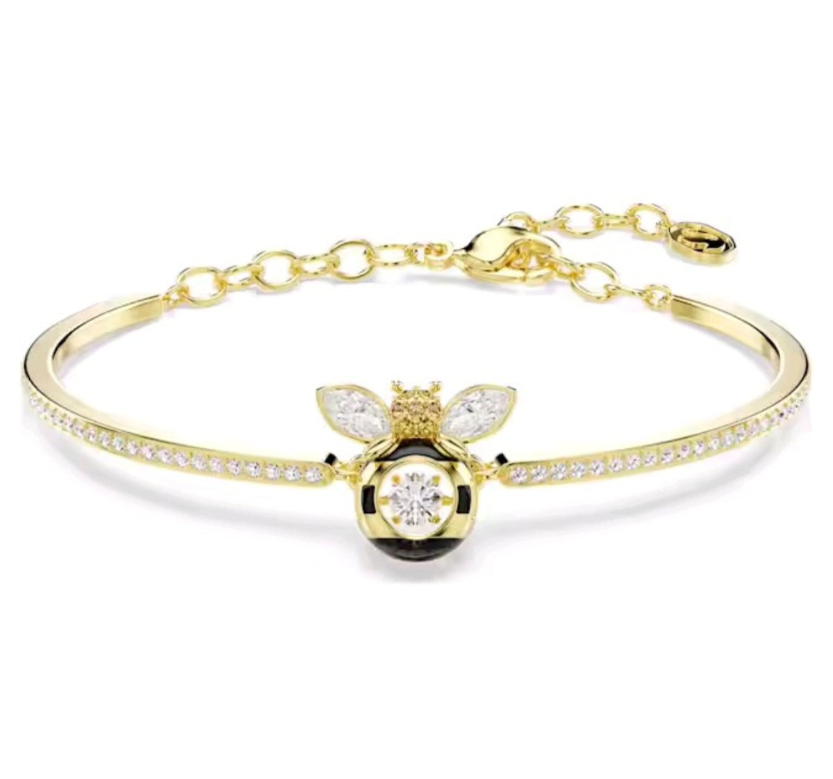 Mixed metal bee opening bangle bracelet