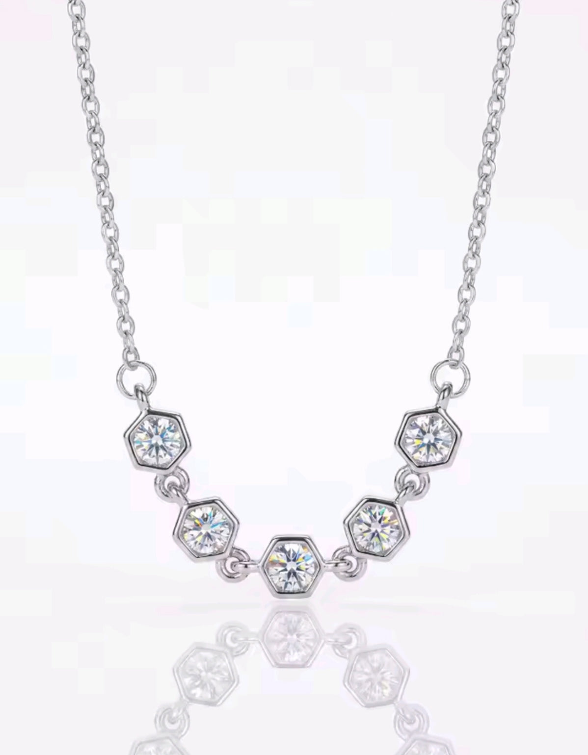 925 Sterling Silver Moissanite Honeycomb Necklace
