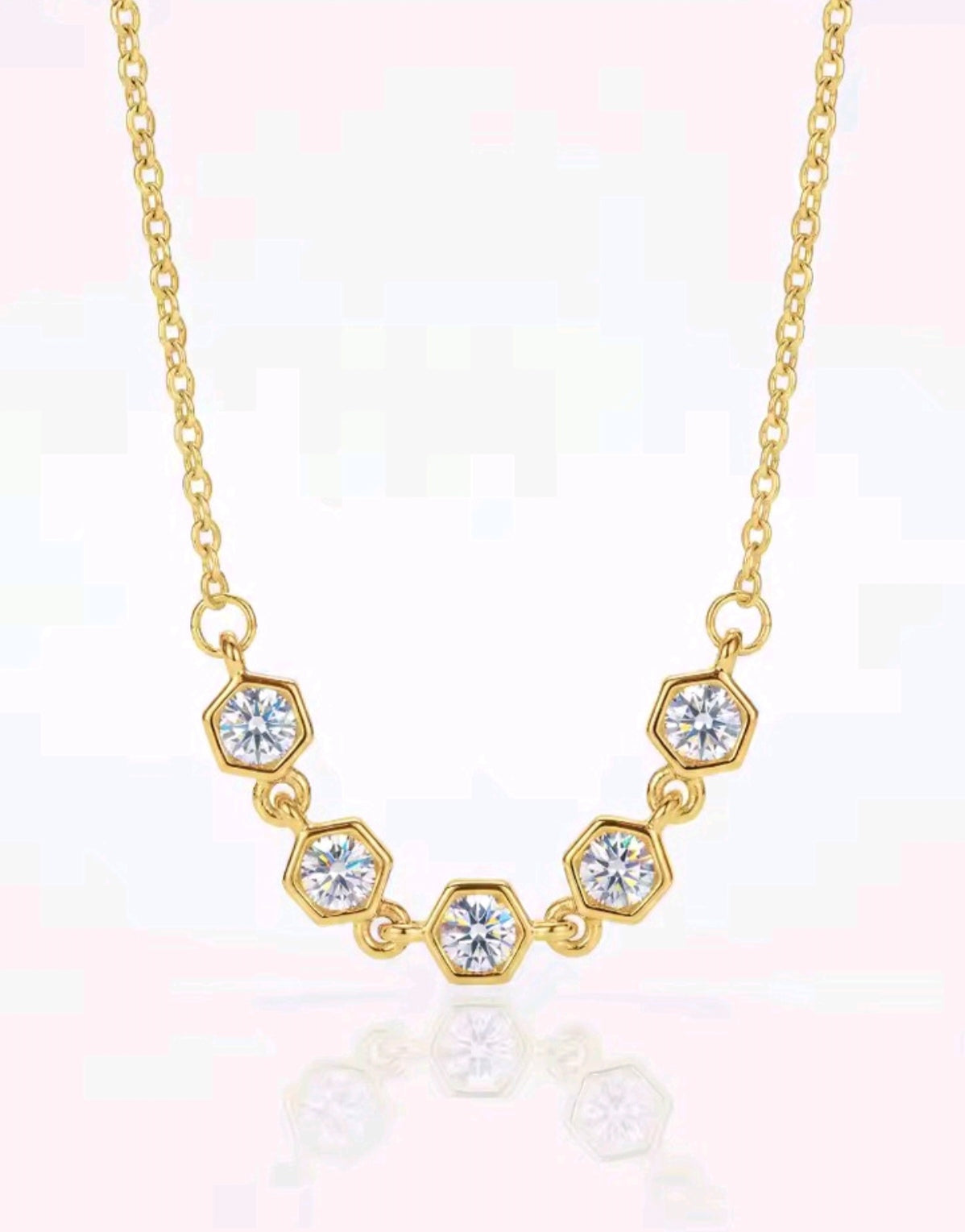 925 Sterling Silver Moissanite Honeycomb Necklace