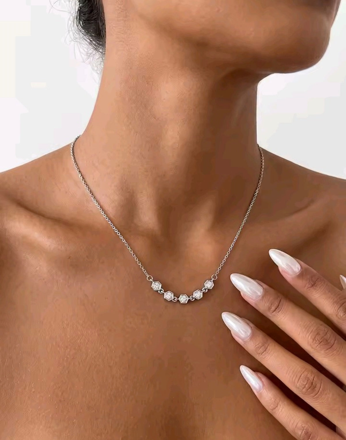 925 Sterling Silver Moissanite Honeycomb Necklace