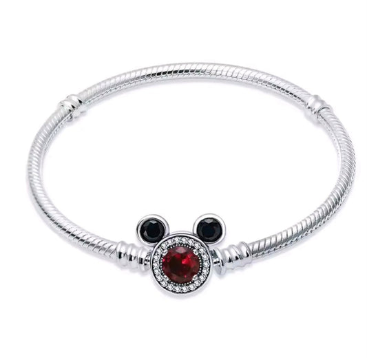 925 Sterling Silver Mickey Mouse Charm Bracelet