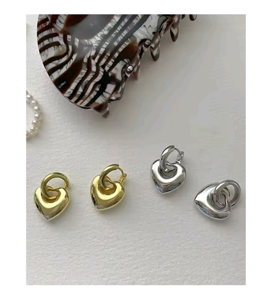 Chubby Bubble Heart Hoop Earrings