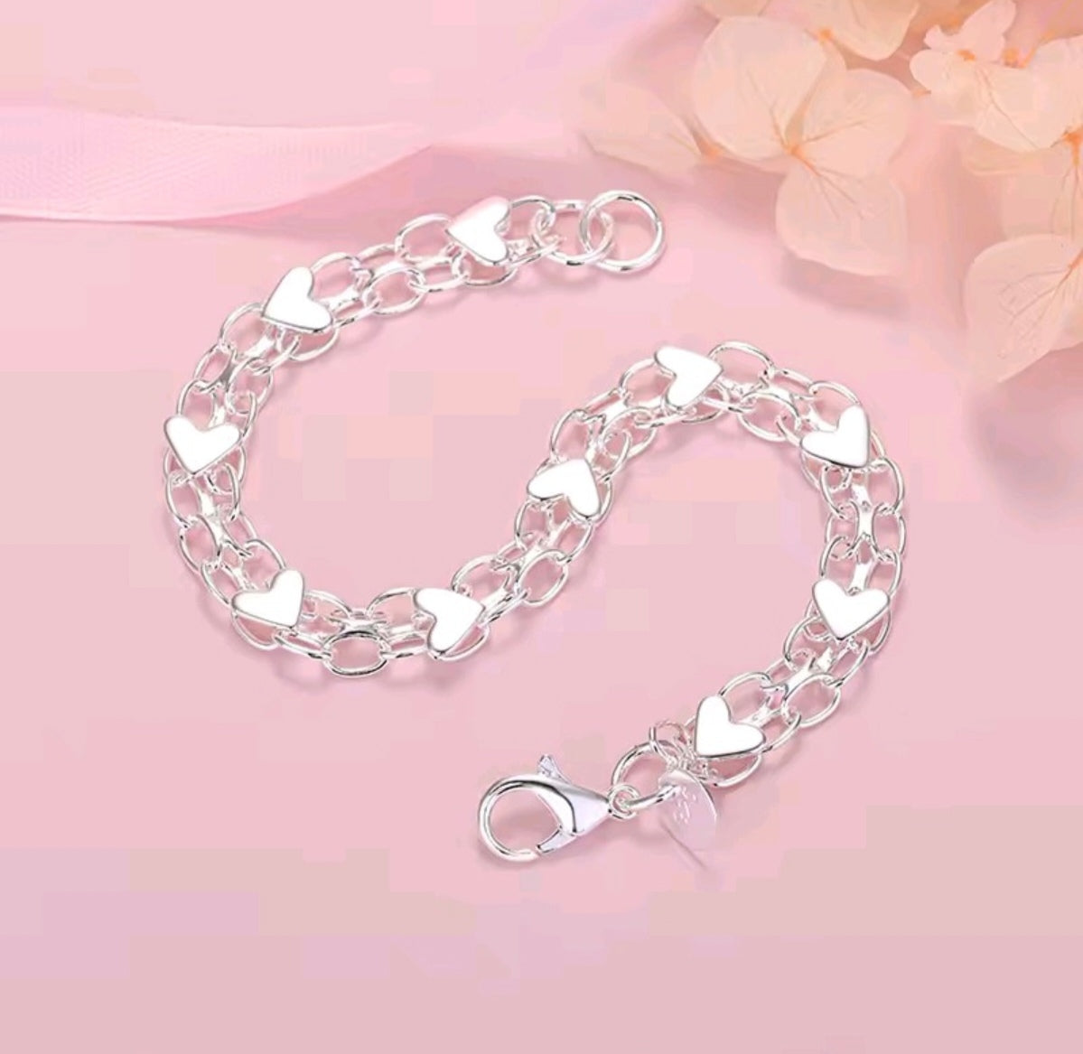 925 sterling silver heart bracelet