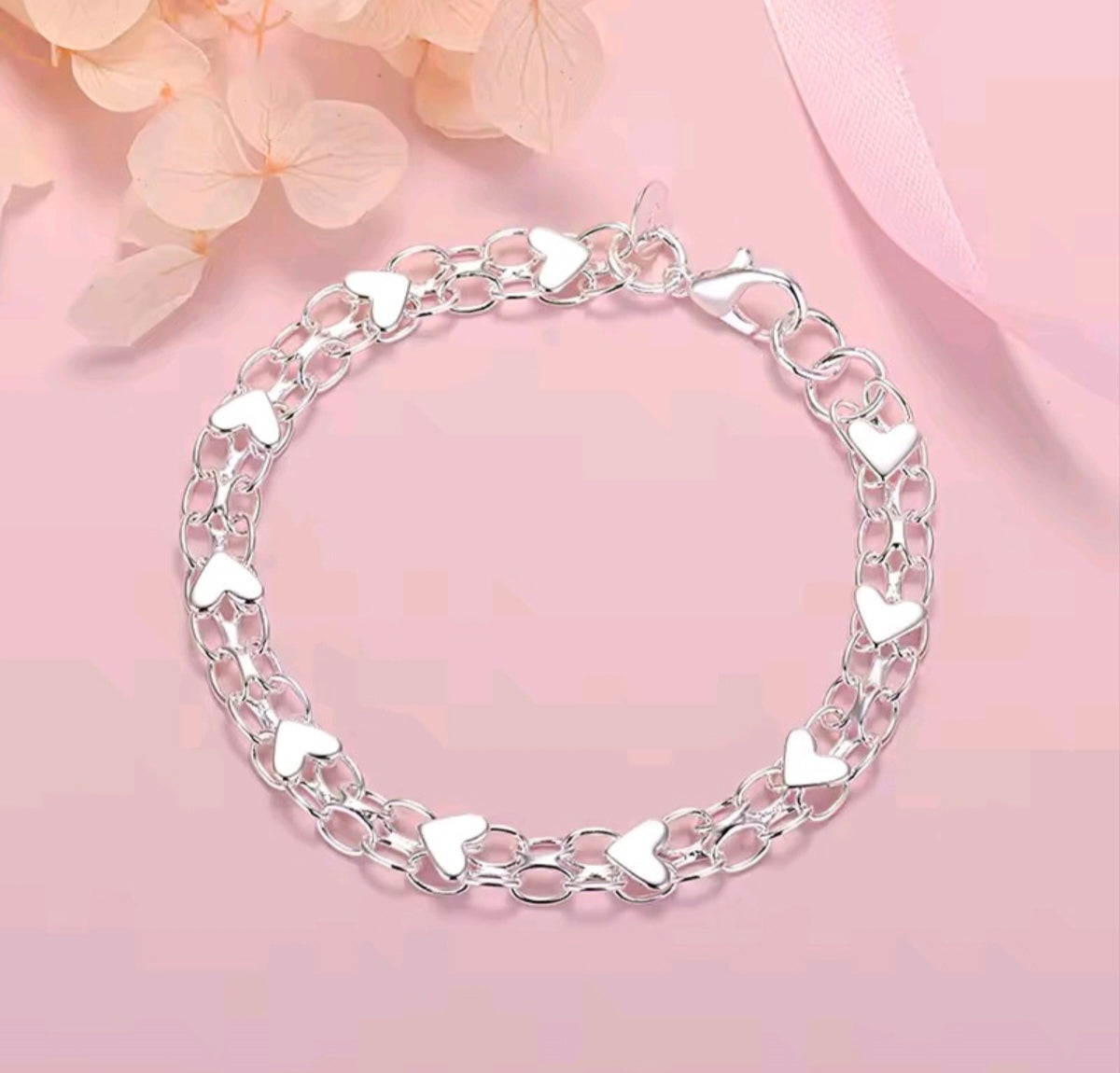 925 sterling silver heart bracelet