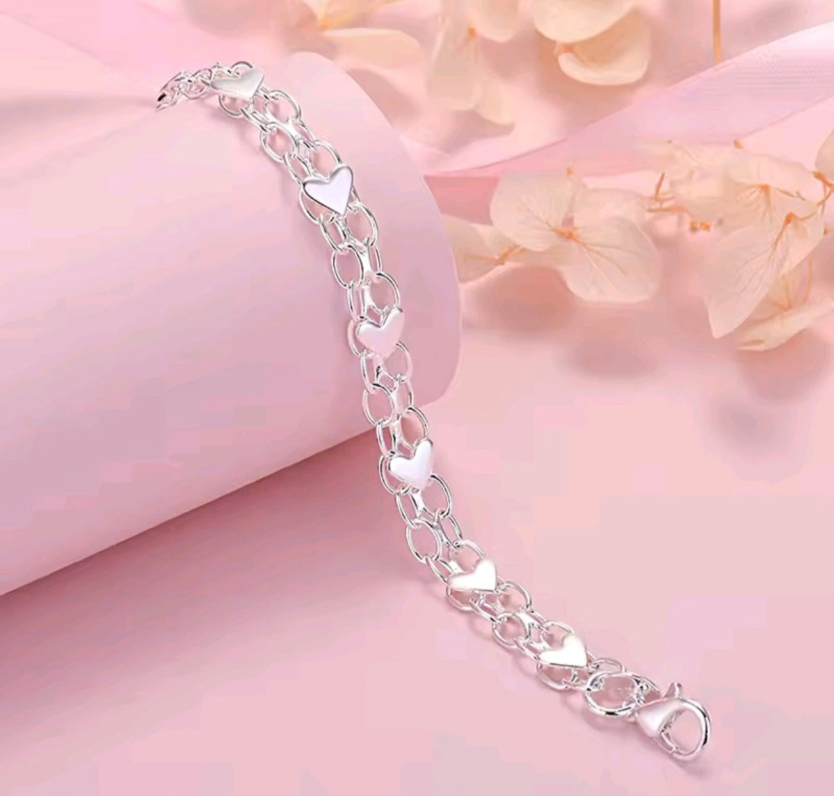 925 sterling silver heart bracelet