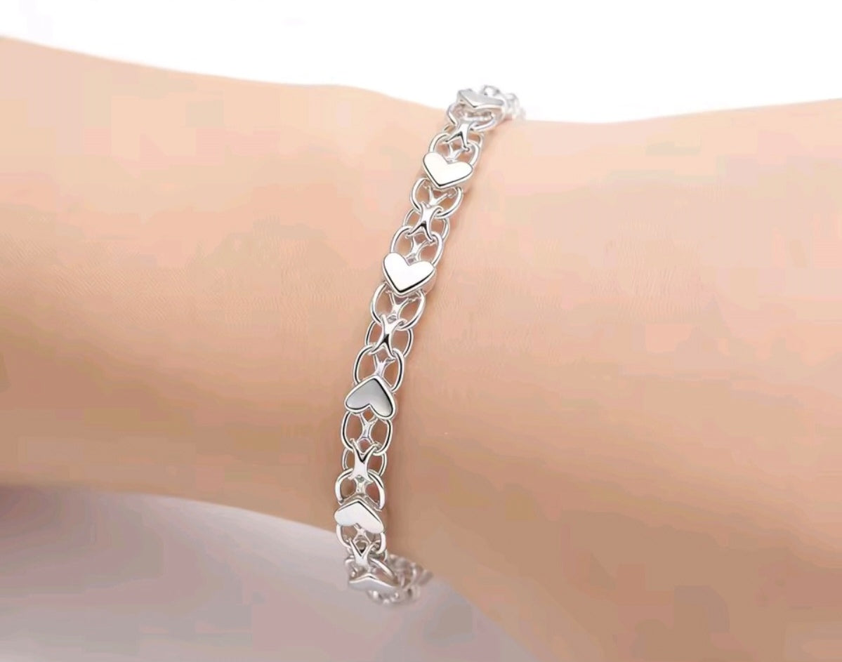 925 sterling silver heart bracelet